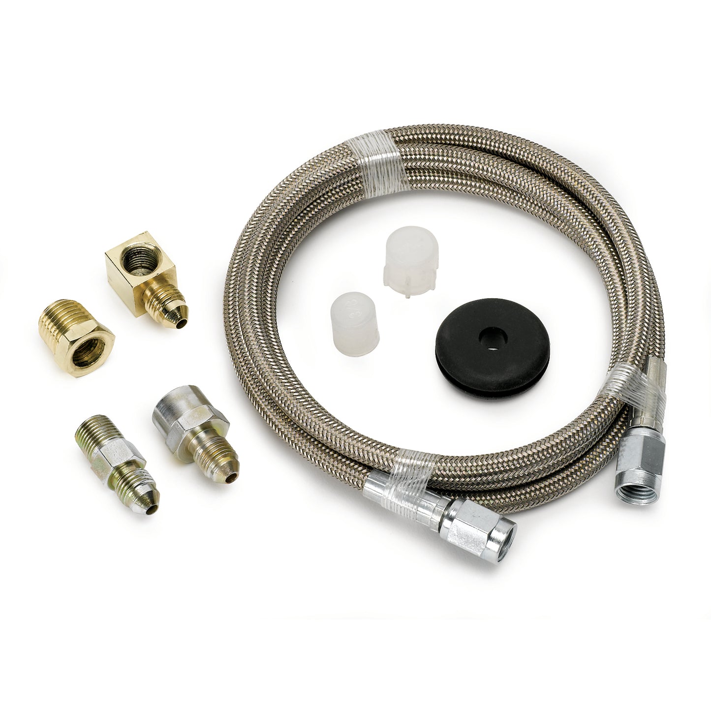 LINE BRAIDED STAINLESS STEEL #3 DIA. 4FT. LENGTH -3AN AND 1/8 In. NPTF FITTINGS