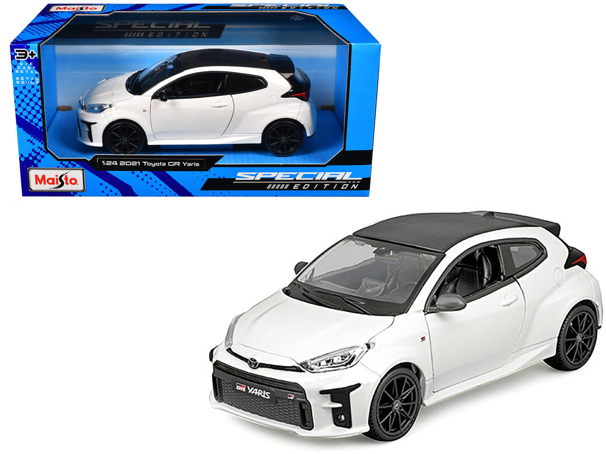 2021 Toyota GR Yaris White with Carbon Top "Special Edition" Series 1/24 Diecast Model Car by Maisto  free shipping USA