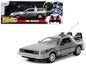 DeLorean Brushed Metal Time Machine with Lights "Back to the Future" (1985) Movie "Hollywood Rides" Series 1/24 Diecast Model Car by Jada  free shipping USA
