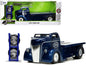 1947 Ford COE Flatbed Truck Dark Blue Metallic with White Top "The Famous Motor Cars" with Extra Wheels "Just Trucks" Series 1/24 Diecast Model by Jada  free shipping USA