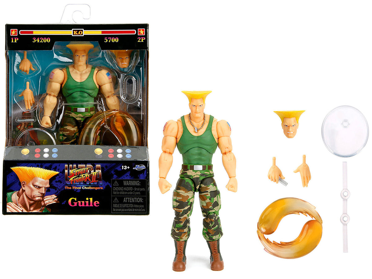 Guile 6" Moveable Figure with Accessories and Alternate Head and Hands "Ultra Street Fighter II: The Final Challengers" (2017) Video Game Model by Jada  free shipping USA