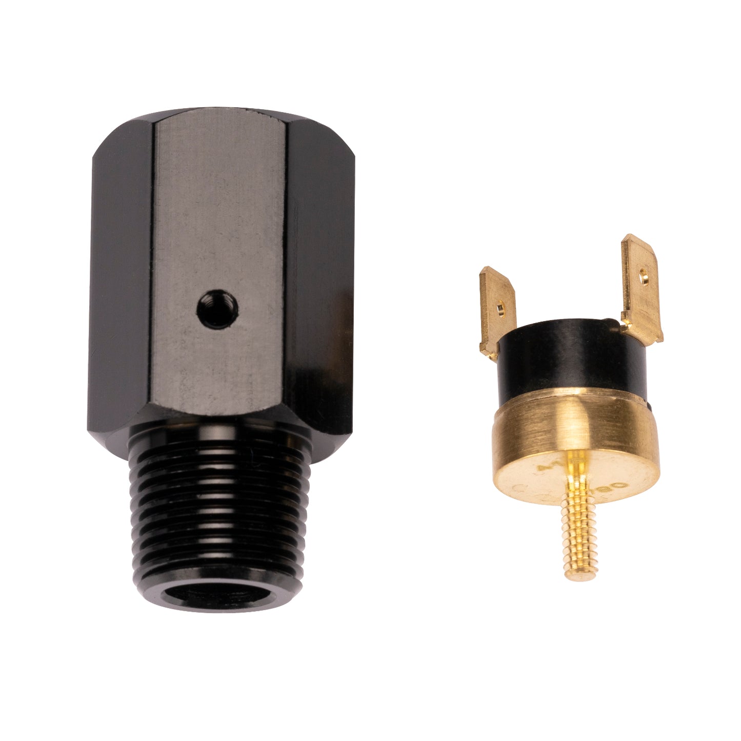 190° F Inline Thermal Switch. 3/8" NPT Black Anodized.