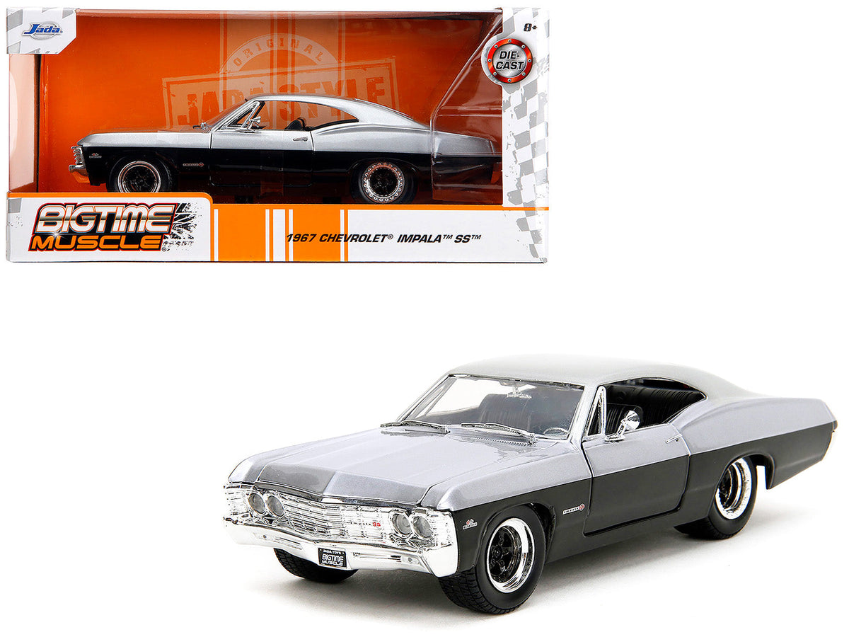 1967 Chevrolet Impala SS Silver Metallic and Black "Bigtime Muscle" Series 1/24 Diecast Model Car by Jada  free shipping USA