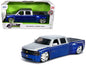 1999 Chevrolet Silverado Dually Pickup Truck Blue Metallic and Silver with Custom KMC Wheels "Just Trucks" Series 1/24 Diecast Model Car by Jada  free shipping USA