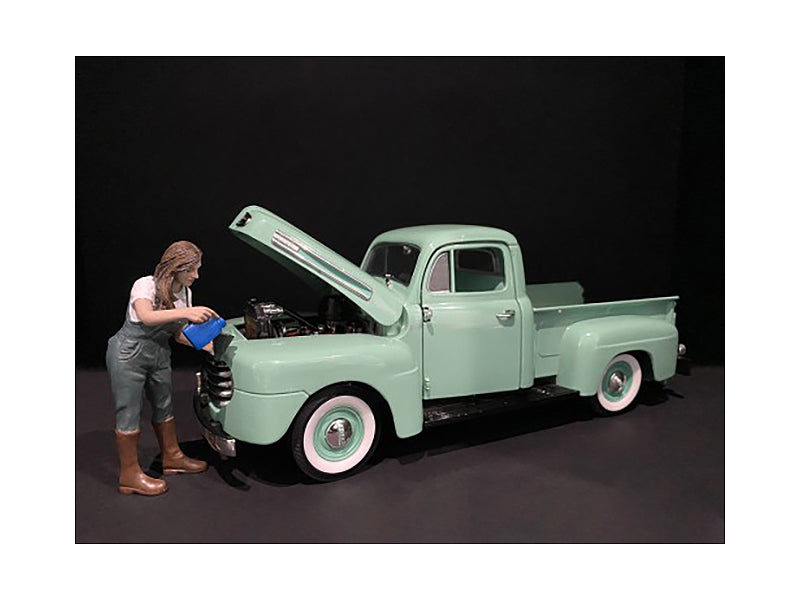 Car Girl in Tee Kylie Figurine for 1/18 Scale Models by American Diorama  free shipping USA