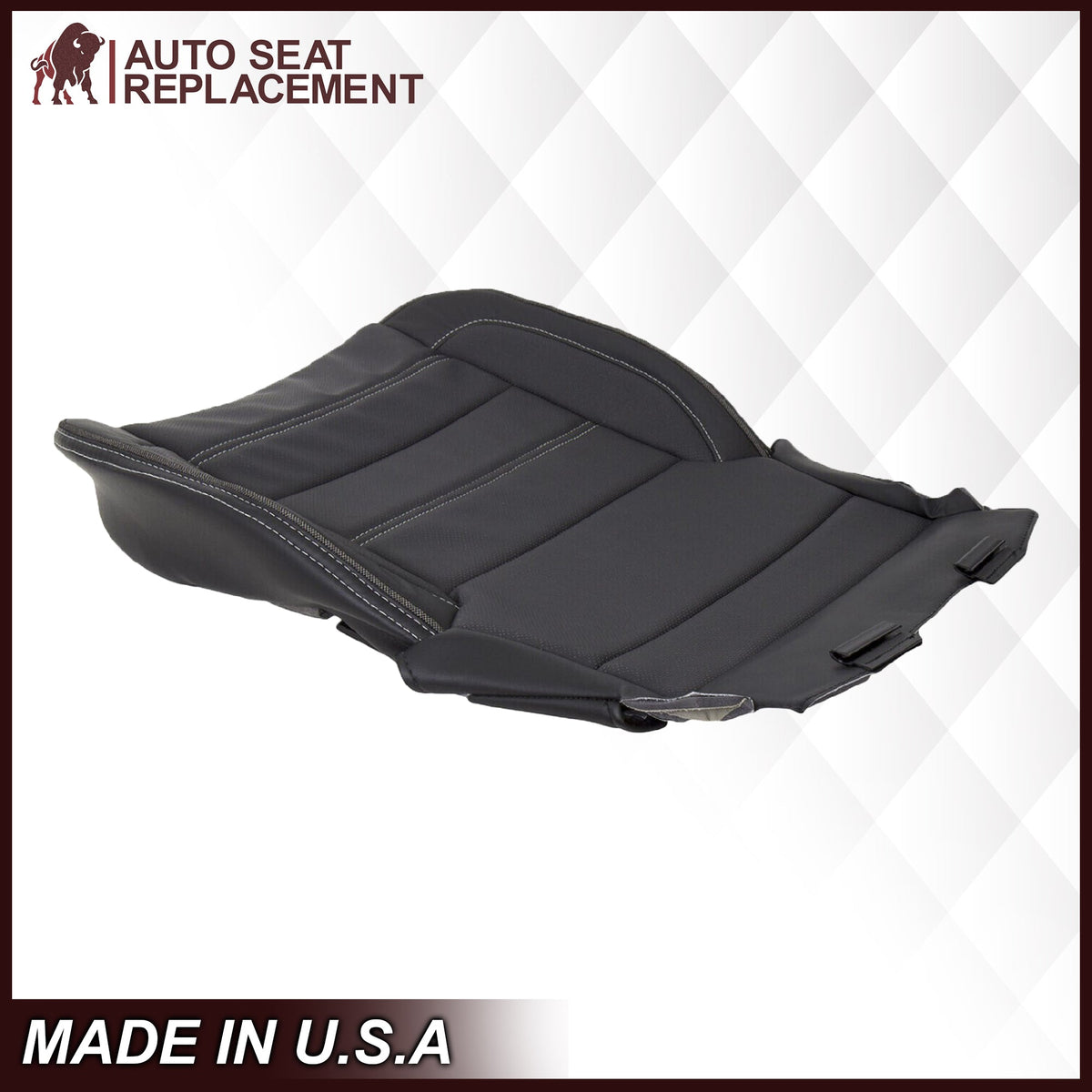 2014 2015 2016 2017 2018 2019 GMC Sierra Denali Perforated Leather Seat Cover Replacement in Black (Perforated Jet Black)