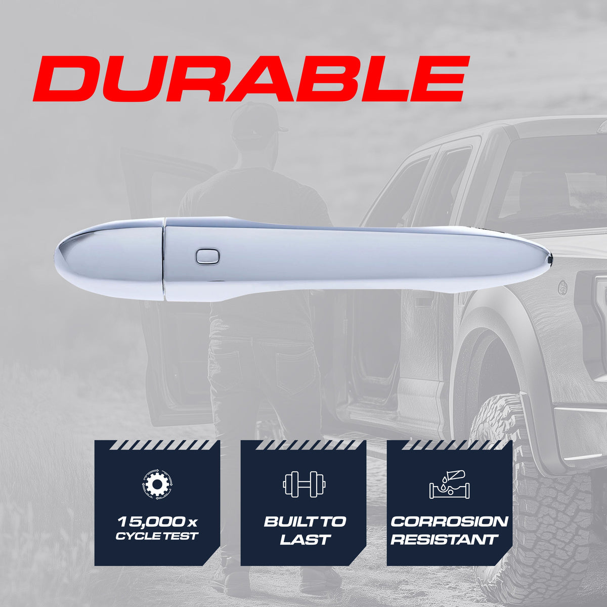 Exterior Door Handle Chrome Replacement for Dodge Dart (2013-2016) OE Part # 68093240AF, 68093240AC, 68093240AE | Front Right Passenger Side w/o Keyhole