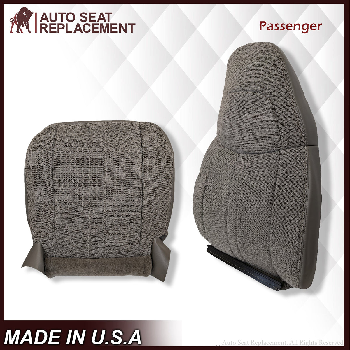2003-2018 Chevy Express 1500 2500 3500 Cloth Seat Covers in Pewter Gray