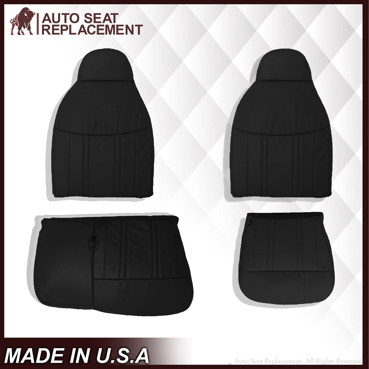 1997-1998 Ford F150 Lariat XLT 60/40 SPLIT Full Front in Black: Choose Leather or Vinyl