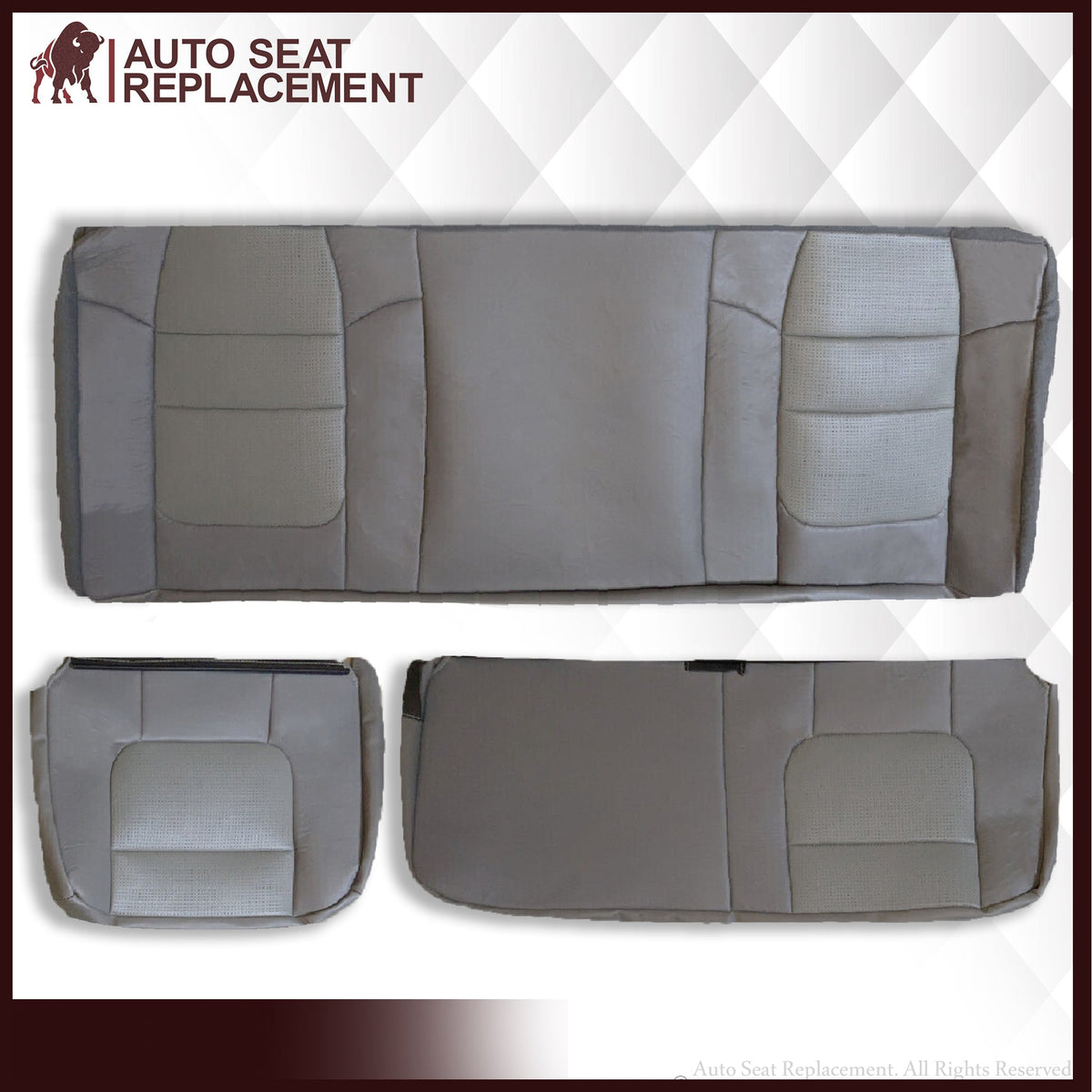 2001 2002 2003 Ford F350/F250 Lariat Extended Cab SECOND ROW Perforated Leather Seat Cover in Gray