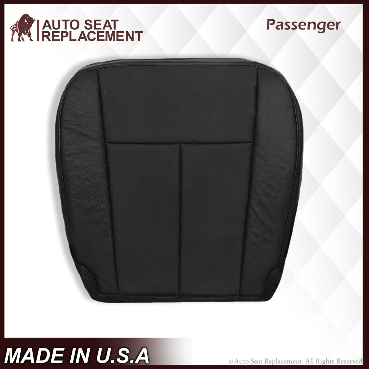 2007-2014 Ford Expedition Driver and Passenger SOLID Replacement Seat Cover in BLACK Leather or Vinyl