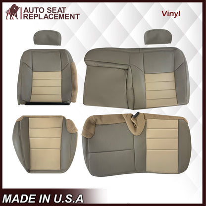 2002 2003 2004 Ford Excursion Eddie Bauer Edition Second Row 60/40 Seat Covers In 2 Tone Tan-Gray: Choose From Variations