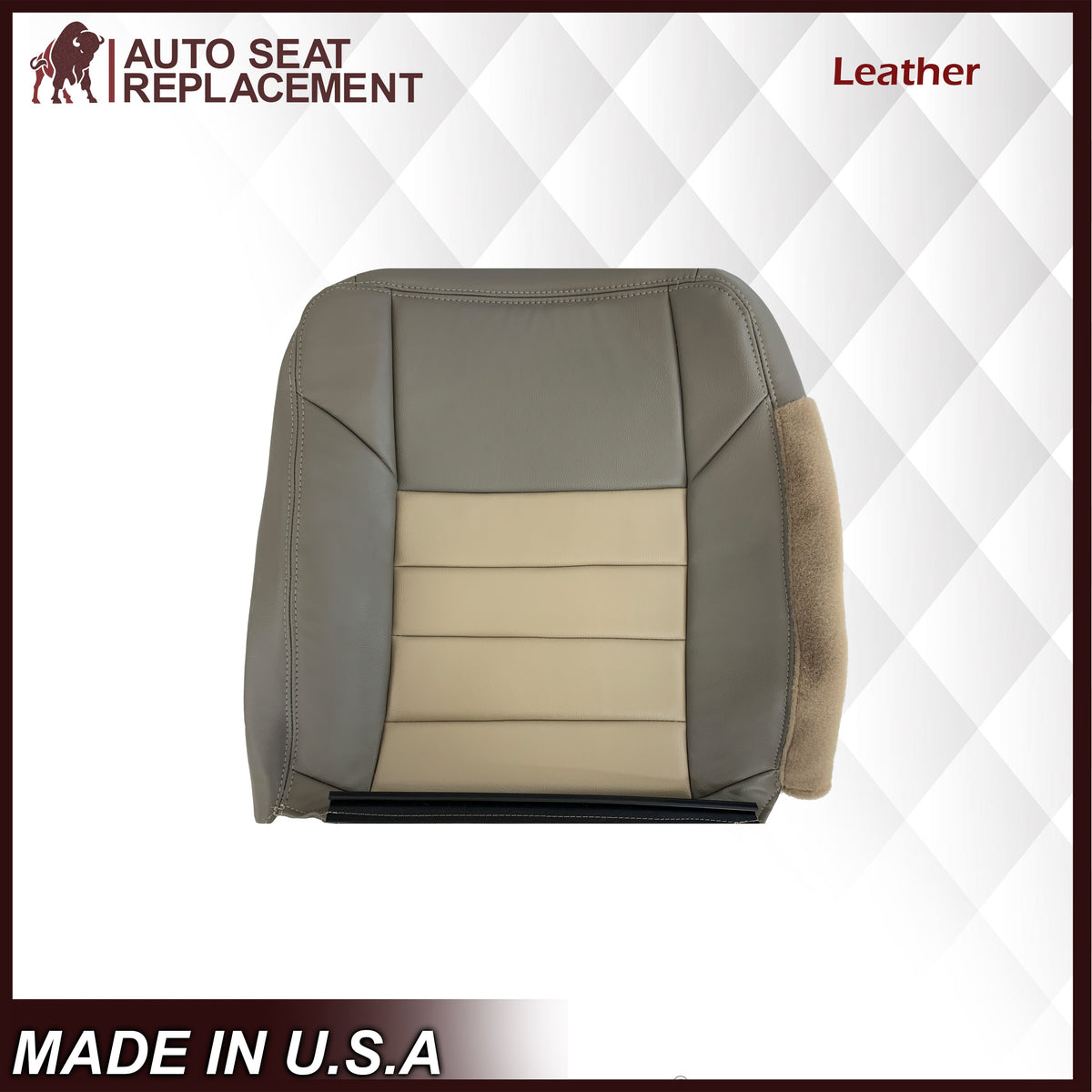 2002 2003 2004 Ford Excursion Eddie Bauer Edition Second Row 60/40 Seat Covers In 2 Tone Tan-Gray: Choose From Variations