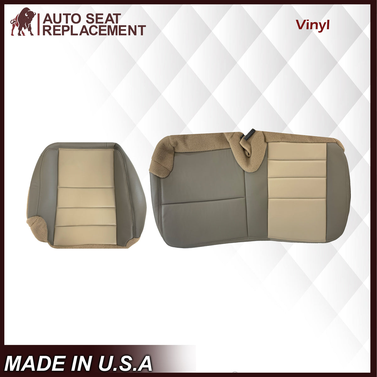 2002 2003 2004 Ford Excursion Eddie Bauer Edition Second Row 60/40 Seat Covers In 2 Tone Tan-Gray: Choose From Variations