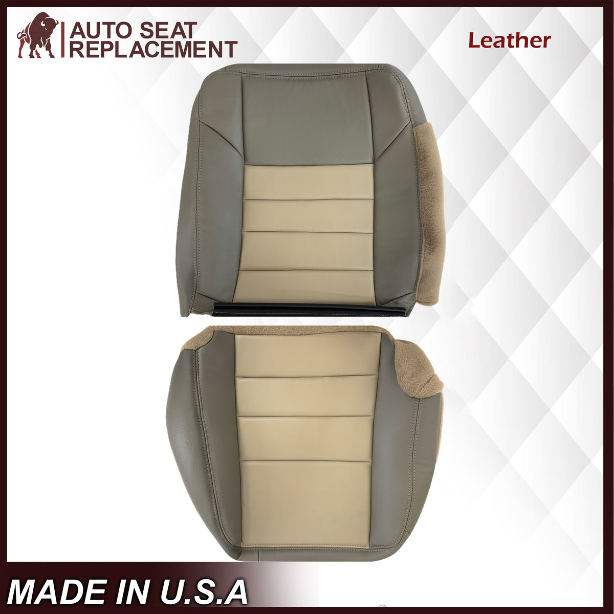 2002 2003 2004 Ford Excursion Eddie Bauer Edition Second Row 60/40 Seat Covers In 2 Tone Tan-Gray: Choose From Variations