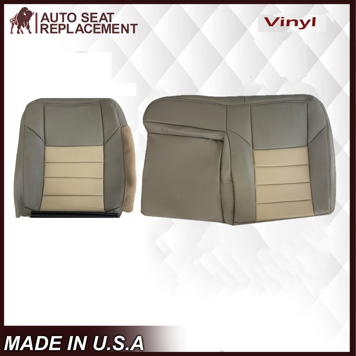2002 2003 2004 Ford Excursion Eddie Bauer Edition Second Row 60/40 Seat Covers In 2 Tone Tan-Gray: Choose From Variations
