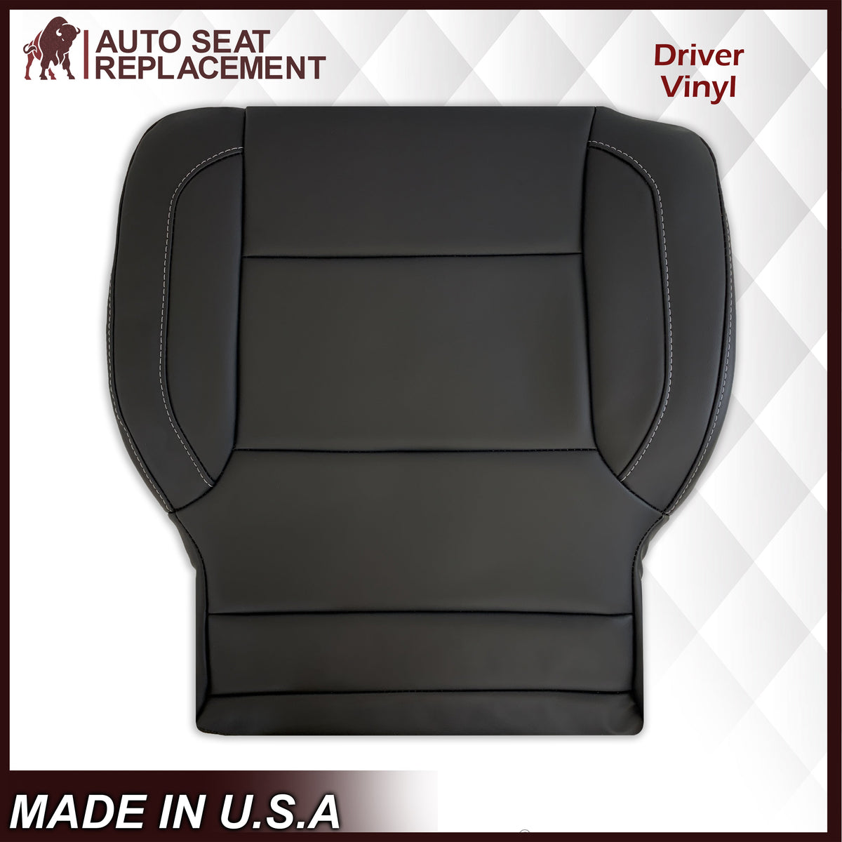 2014 2015 2016 2017 2018 2019 Chevy Silverado Tahoe Suburban & GMC Yukon Leather & Vinyl Seat Cover Replacement in Black (Jet Black)