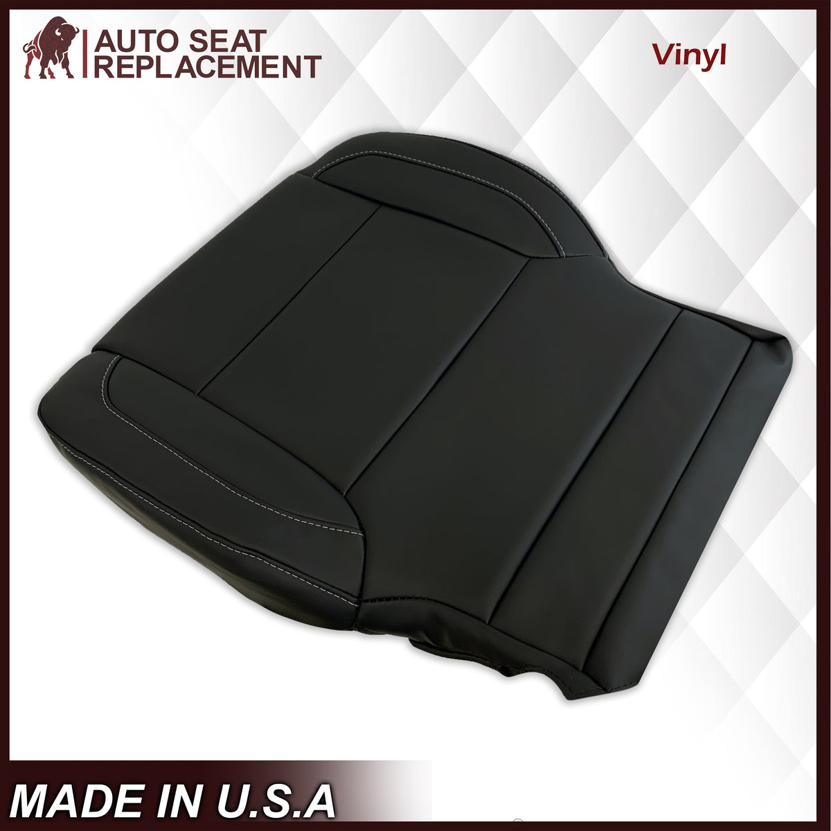 2014 2015 2016 2017 2018 2019 Chevy Silverado Tahoe Suburban & GMC Yukon Leather & Vinyl Seat Cover Replacement in Black (Jet Black)