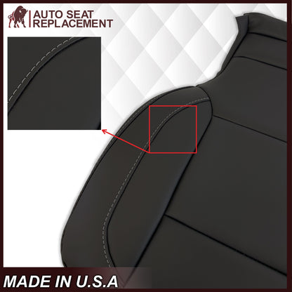 2014 2015 2016 2017 2018 2019 Chevy Silverado Tahoe Suburban & GMC Yukon Leather & Vinyl Seat Cover Replacement in Black (Jet Black)