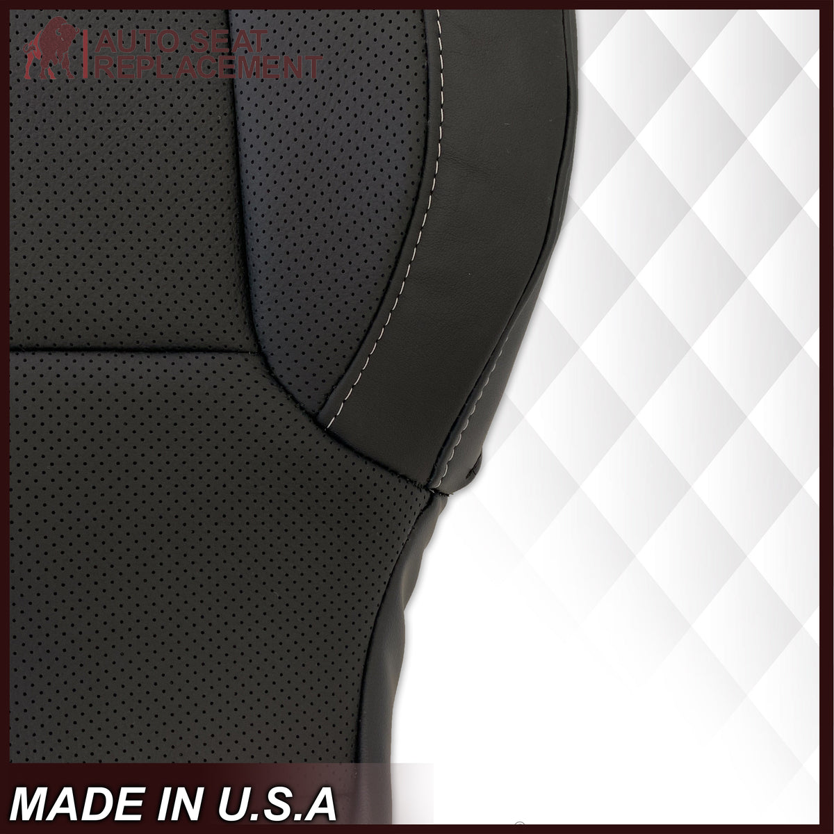 2014 - 2019 Chevy Silverado Tahoe Suburban & GMC Yukon Perforated Leather Seat Cover Replacement in Black (Perforated Jet Black)
