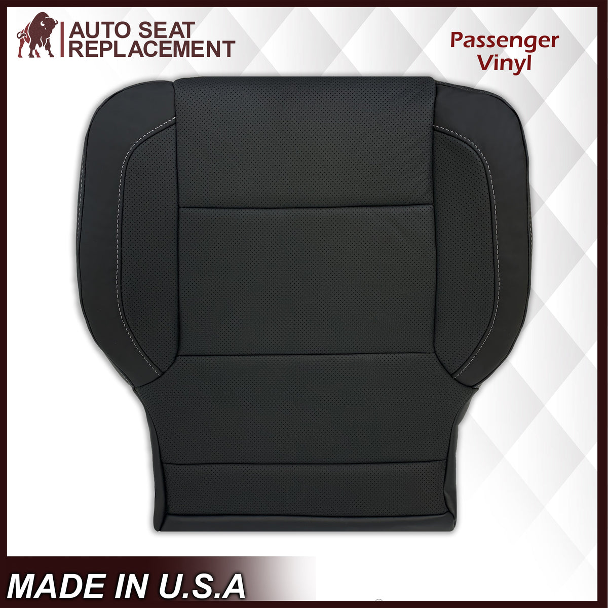 2014 - 2019 Chevy Silverado Tahoe Suburban & GMC Yukon Perforated Leather Seat Cover Replacement in Black (Perforated Jet Black)