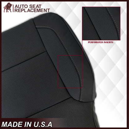 2014 - 2019 Chevy Silverado Tahoe Suburban & GMC Yukon Perforated Leather Seat Cover Replacement in Black (Perforated Jet Black)