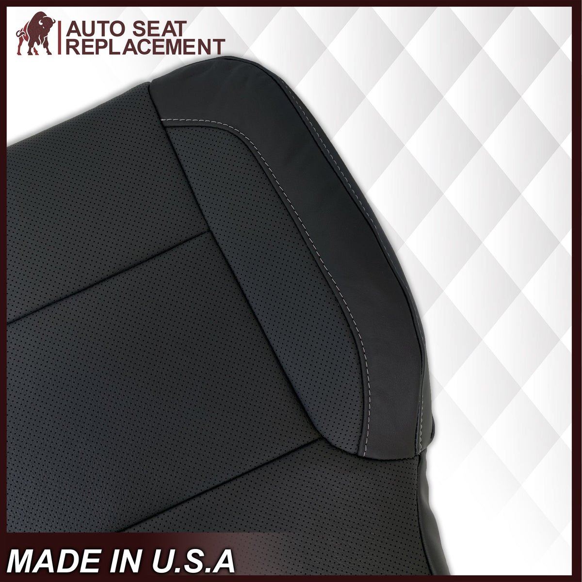 2014 - 2019 Chevy Silverado Tahoe Suburban & GMC Yukon Perforated Leather Seat Cover Replacement in Black (Perforated Jet Black)