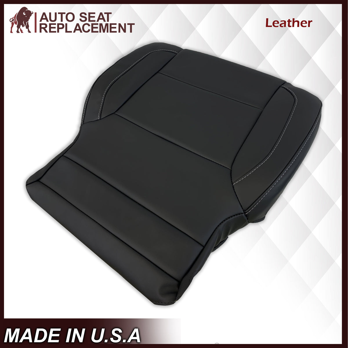 2014-2019 Chevy Silverado Tahoe Suburban & GMC Yukon Non-Perforated Leather Seat Cover Replacement in Black, Gray, or Tan