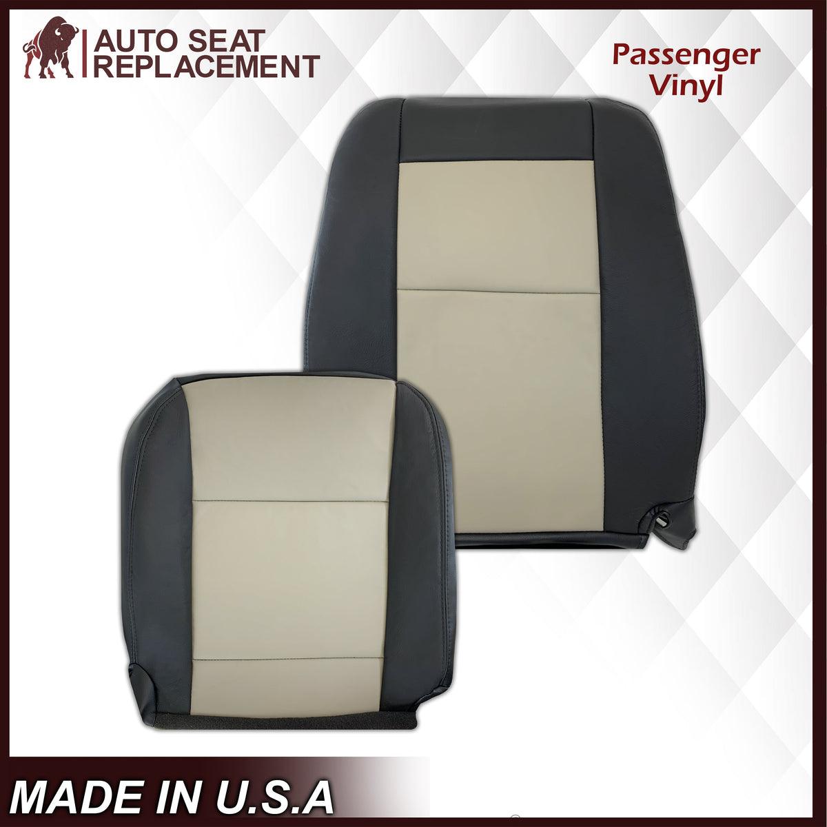 2007 2008 2009 2010 Ford Explorer Sport Trac Seat Covers in 2-Tone Black & Gray (Charcoal Black & Medium Light Stone): Choose Leather or Vinyl