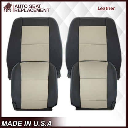 2007 2008 2009 2010 Ford Explorer Sport Trac Seat Covers in 2-Tone Black & Gray (Charcoal Black & Medium Light Stone): Choose Leather or Vinyl