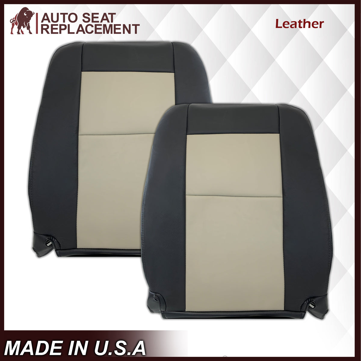 2007 2008 2009 2010 Ford Explorer Sport Trac Seat Covers in 2-Tone Black & Gray (Charcoal Black & Medium Light Stone): Choose Leather or Vinyl
