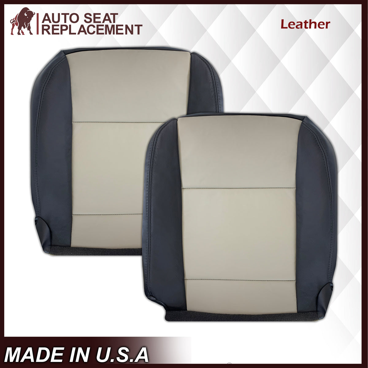 2007 2008 2009 2010 Ford Explorer Sport Trac Seat Covers in 2-Tone Black & Gray (Charcoal Black & Medium Light Stone): Choose Leather or Vinyl