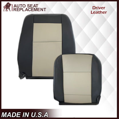 2007 2008 2009 2010 Ford Explorer Sport Trac Seat Covers in 2-Tone Black & Gray (Charcoal Black & Medium Light Stone): Choose Leather or Vinyl