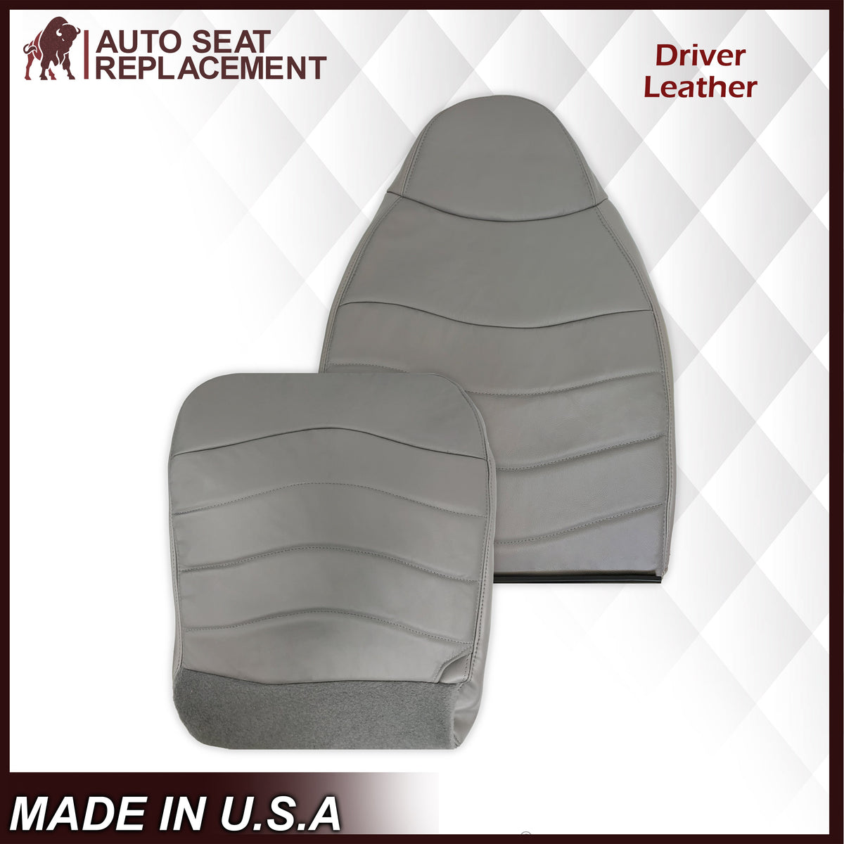 1996-1999 Ford F150 Lariat XLT Seat Cover in Medium Graphite Gray: Choose Leather or Vinyl