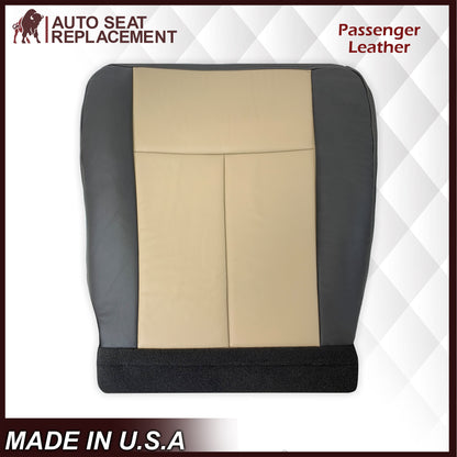 2007 2008 Ford Expedition Eddie Bauer Driver Or Passenger Side Bottom LEATHER Seat Cover In 2 Tone Tan (Tan- Dark Gray)