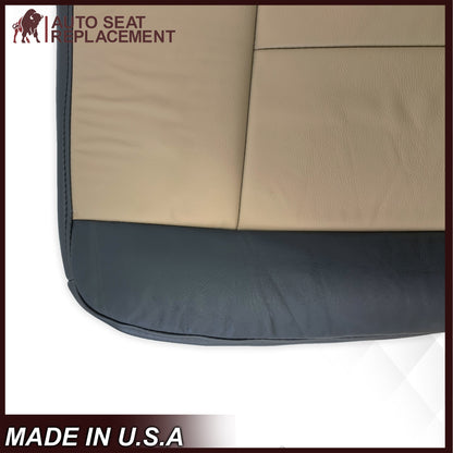 2007 2008 Ford Expedition Eddie Bauer Driver Or Passenger Side Bottom LEATHER Seat Cover In 2 Tone Tan (Tan- Dark Gray)