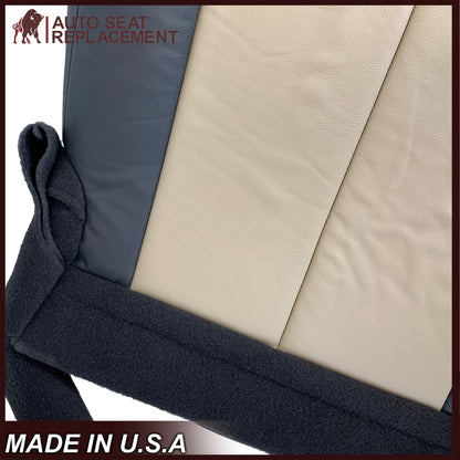 2007 2008 Ford Expedition Eddie Bauer Driver Or Passenger Side Bottom LEATHER Seat Cover In 2 Tone Tan (Tan- Dark Gray)