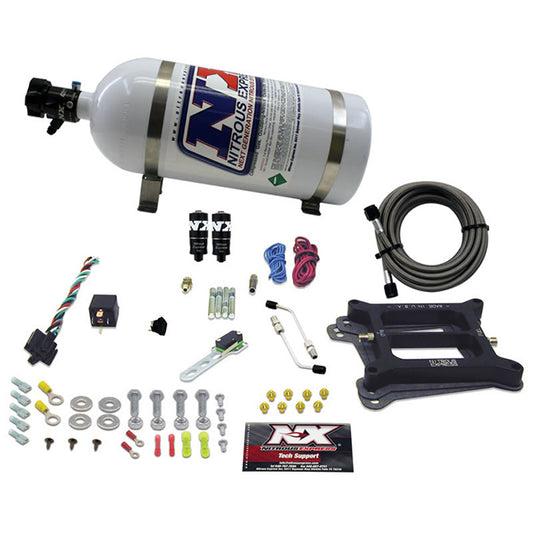 Nitrous Express - 4150 HITMAN PLUS 4-BBL (50-100-150-200HP) WITH 10LB BOTTLE - 40041-10