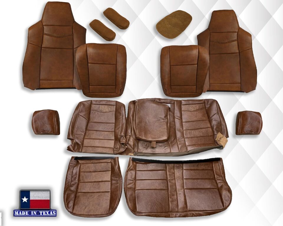 2003 2004 2005 2006 2007 Ford F250 King Ranch Super Duty Full Front Row & Second Row 60/40 Genuine Leather Seat Covers