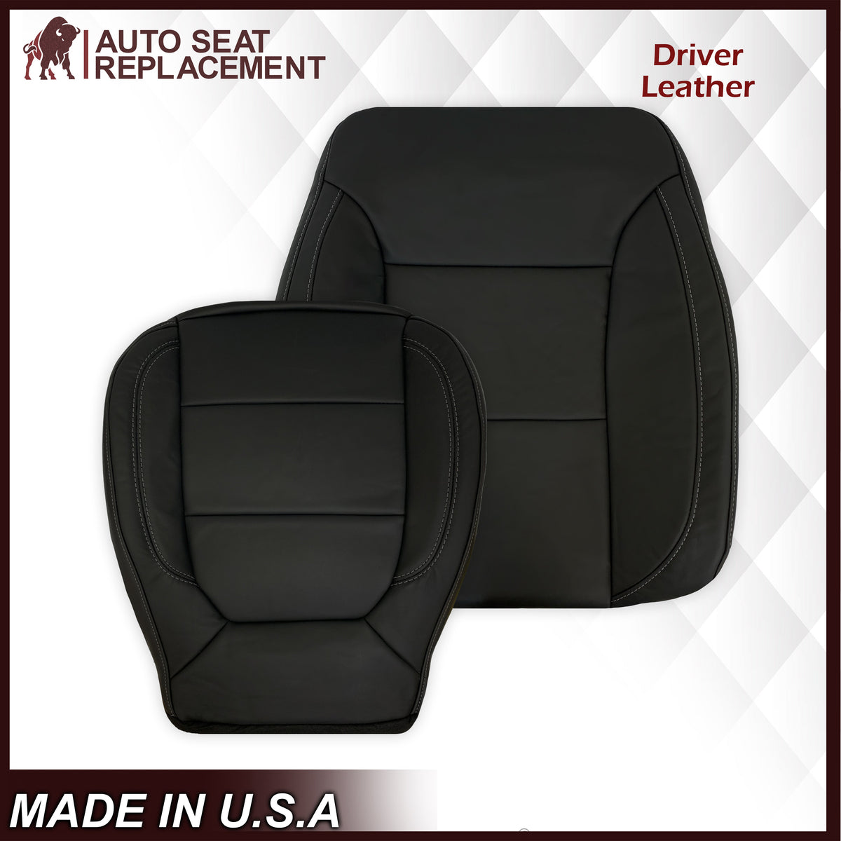 2019-2022 Chevy Silverado & GMC Sierra Non-Perforated Replacement Seat Cover in Black : Choose Your Side & Material