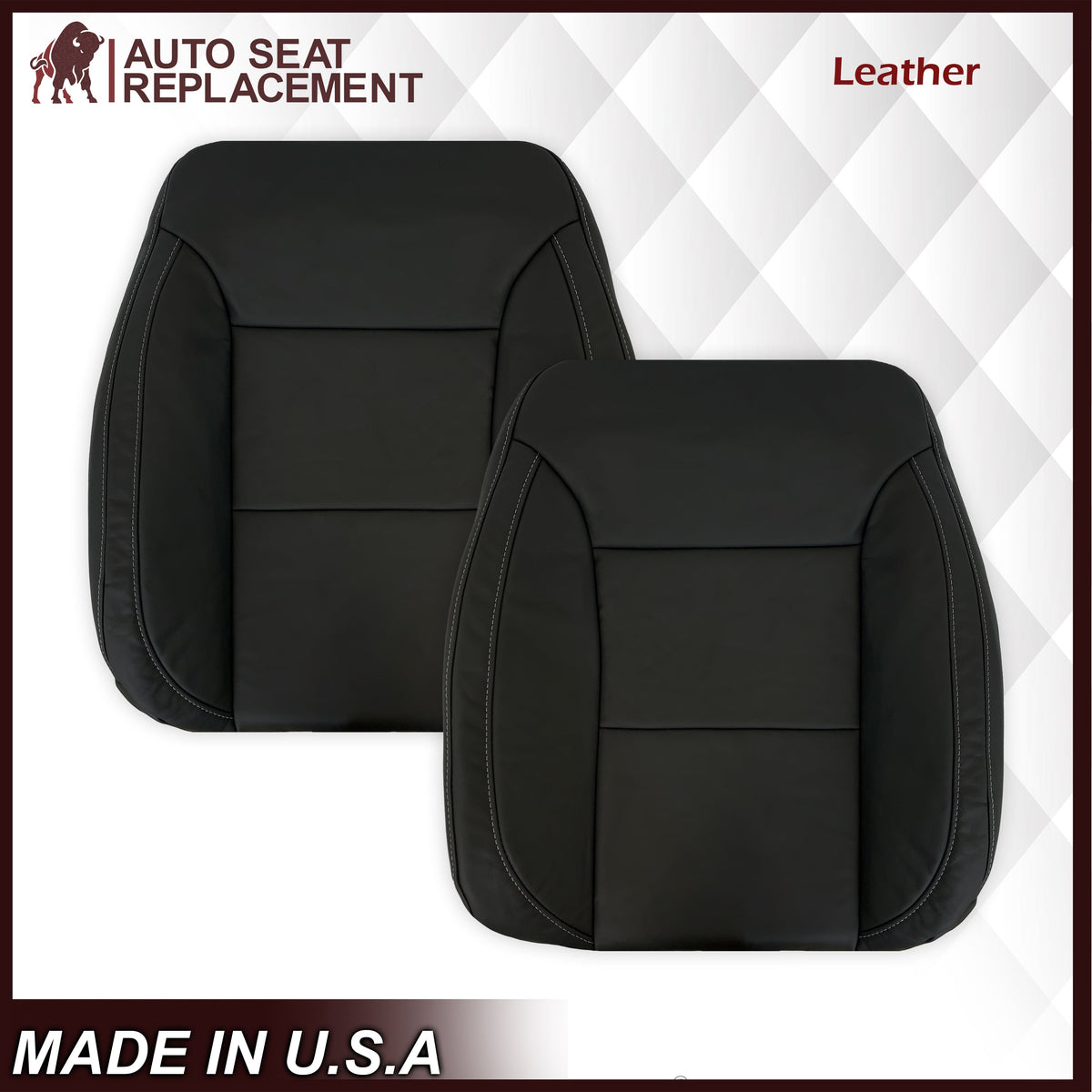 2019-2022 Chevy Silverado & GMC Sierra Non-Perforated Replacement Seat Cover in Black : Choose Your Side & Material