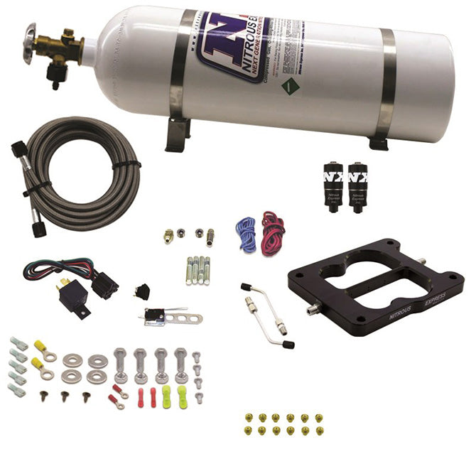 Nitrous Express - Q-JET/HOLLEY SPREAD BORE HITMAN (100-150-200HP) WITH 15LB BOTTLE - 40080-15