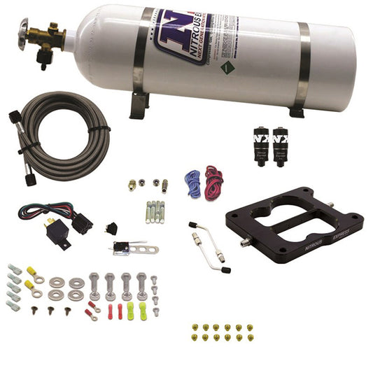 Nitrous Express - Q-JET/HOLLEY SPREAD BORE HITMAN (100-150-200HP) WITH 15LB BOTTLE - 40080-15
