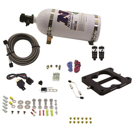 Nitrous Express - Q-JET/HOLLEY SPREAD BORE HITMAN PLUS (50-100-150-200HP) WITH 10LB BOTTLE - 40081-10