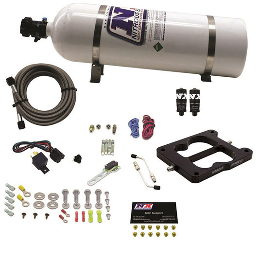 Nitrous Express - Q-JET/HOLLEY SPREAD BORE HITMAN PLUS (50-00-150-200HP) WITH 15LB BOTTLE - 40081-15