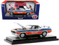 1971 Plymouth Barracuda 440 Pearl White with Blue and Red Stripes and Black Top Limited Edition to 6550 pieces Worldwide 1/24 Diecast Model Car by M2 Machines  free shipping USA