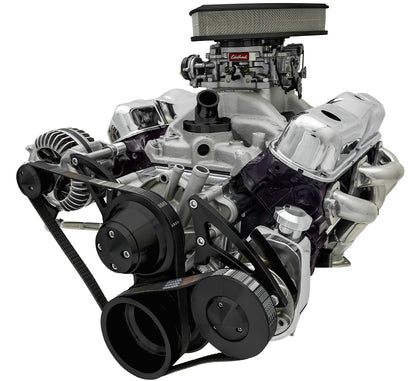 Small Block Chrysler Serpentine Conversion - PS - Saginaw-Press; Black