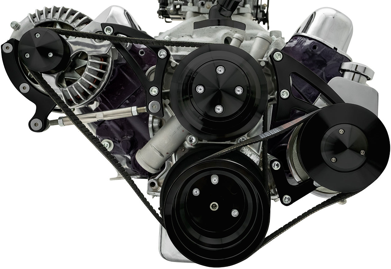 Small Block Chrysler Serpentine Conversion - PS - Saginaw-Press; Black