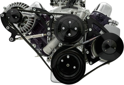 Small Block Chrysler Serpentine Conversion - PS - Saginaw-Press; Black