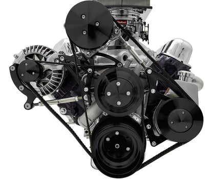Small Block Chrysler Serpentine Conversion - AC & PS - Saginaw-Key - Black